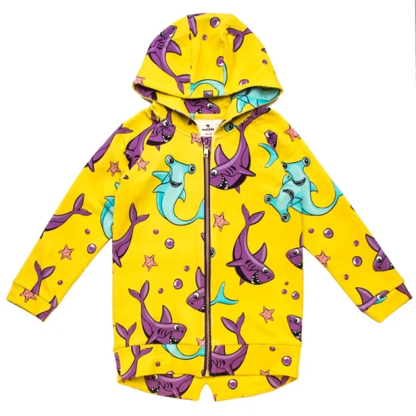 Yellow Sharks Zip Hoodie