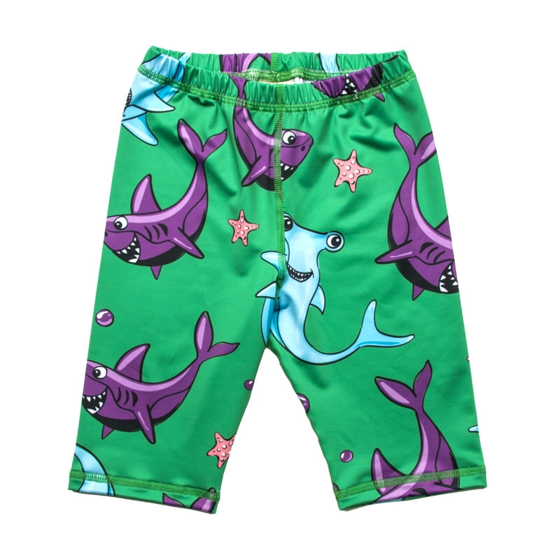 1567 Green Sharks Swim Shorts UPF50+ - Image 1