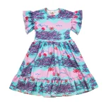 Sukienka z falbanami Różowa Ławica