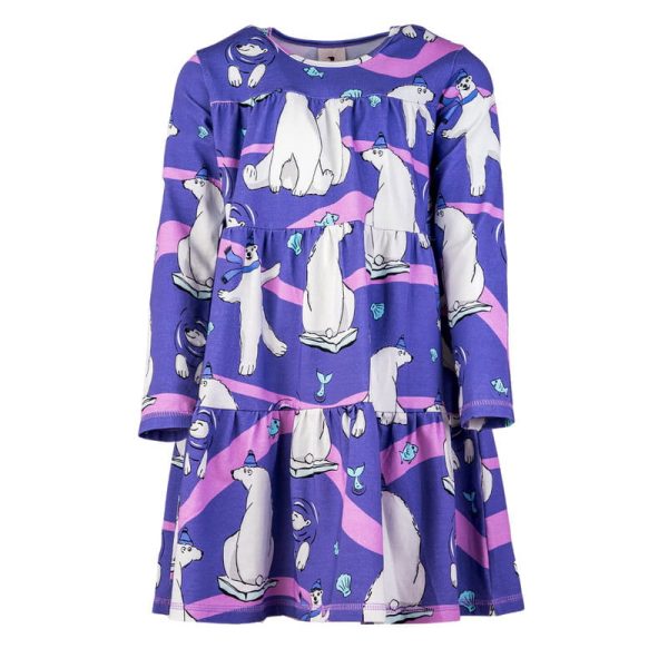 Sukienka marszczona Fioletowy Niedźwiedź Polarny