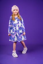 Sukienka marszczona Fioletowy Niedźwiedź Polarny - obrazek 2