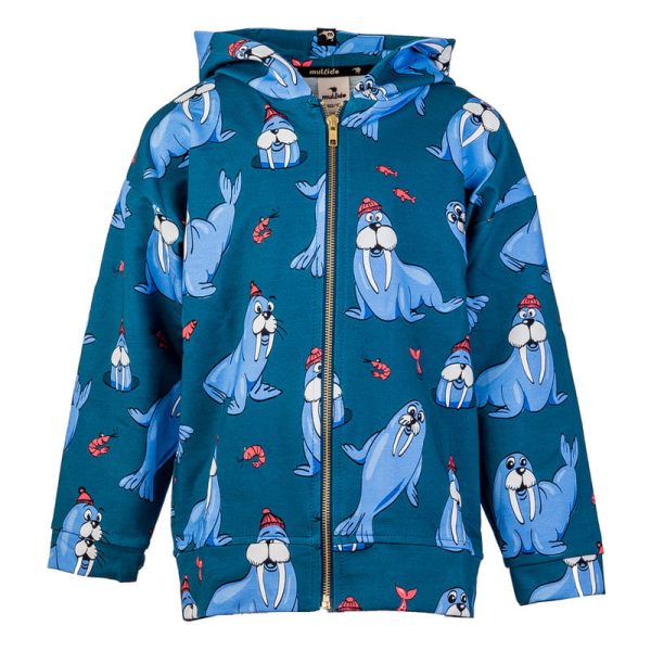 Teal Walrus Zip Hoodie