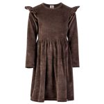 Welurowa sukienka z długim rękawem Czekoladowa