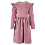 Welurowa sukienka z długim rękawem Brudny Róż