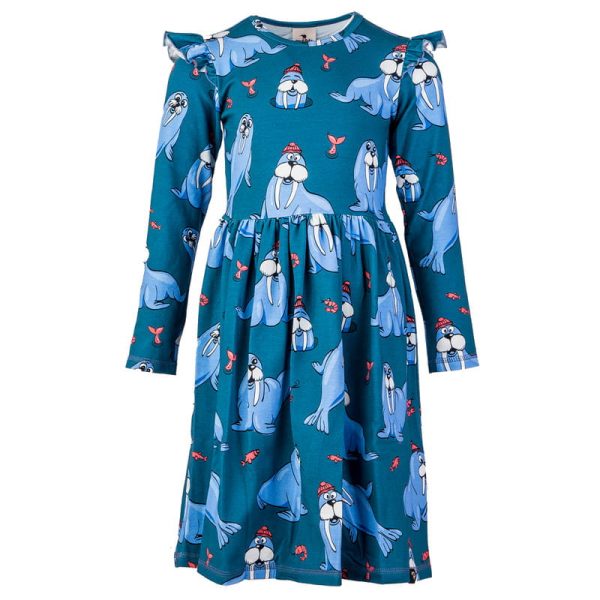 Teal Walrus Long-sleeved dress