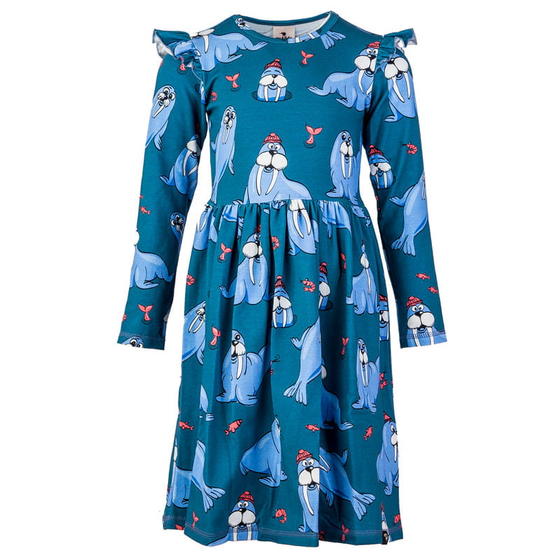 aw24wiwate Teal Walrus Long-sleeved dress - Image 1