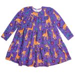 Sukienka A-line na długi rękaw Fioletowa Żyrafa