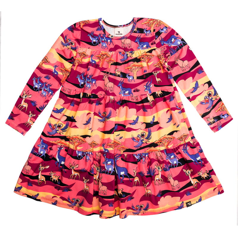 aw25alsapu Sukienka A-line na długi rękaw Bordowa Sawanna - obrazek 1