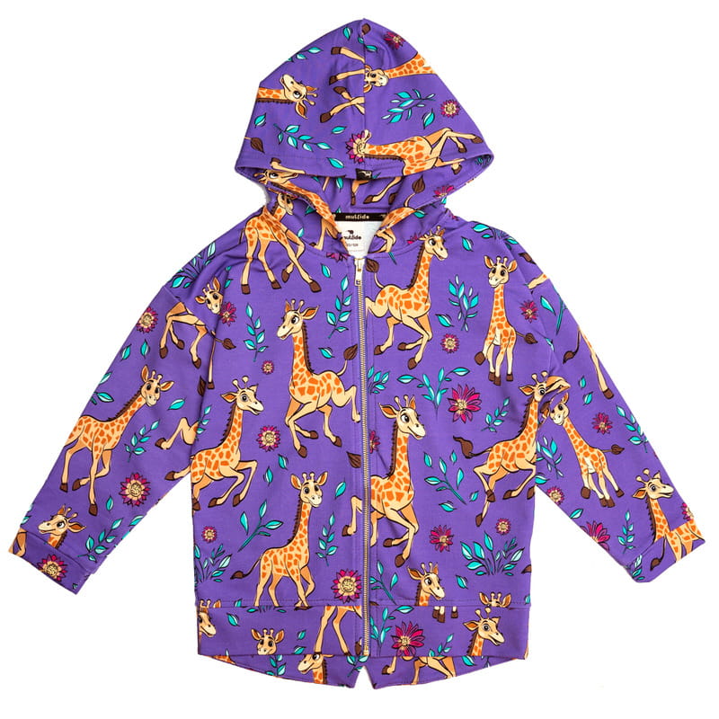 aw25hogipu Bluza z kapturem na zamek Fioletowa Żyrafa - obrazek 1