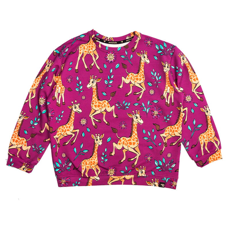 aw25swgipi Bluza bez kaptura oversize Różowa Żyrafa - obrazek 1