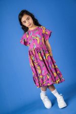 Sukienka z falbanami Fioletowy Cudowronek - obrazek 3