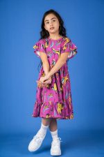 Sukienka z falbanami Fioletowy Cudowronek - obrazek 4