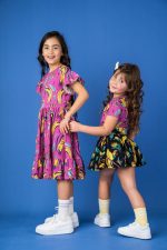 Sukienka z falbanami Fioletowy Cudowronek - obrazek 2