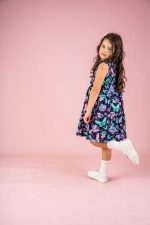 Sukienka A-line Granatowe Motyle - obrazek 2