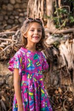 Sukienka z falbanami Różowe Motyle - obrazek 3