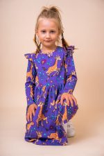 Sukienka z długim rękawem Fioletowa Żyrafa - obrazek 3