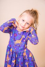 Sukienka z długim rękawem Fioletowa Żyrafa - obrazek 7