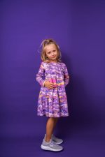 Sukienka A-line na długi rękaw Fioletowa Sawanna - obrazek 2