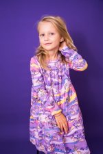 Sukienka A-line na długi rękaw Fioletowa Sawanna - obrazek 3