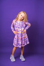 Sukienka A-line na długi rękaw Fioletowa Sawanna - obrazek 5