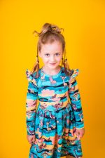 Sukienka z długim rękawem Turkusowa Sawanna - obrazek 2