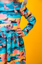 Sukienka z długim rękawem Turkusowa Sawanna - obrazek 4