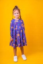 Sukienka A-line na długi rękaw Fioletowa Żyrafa - obrazek 2