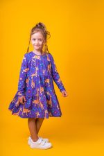 Sukienka A-line na długi rękaw Fioletowa Żyrafa - obrazek 5