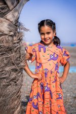 Sukienka z falbanami Pomarańczowy Leniwiec - obrazek 2