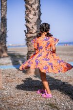 Sukienka z falbanami Pomarańczowy Leniwiec - obrazek 3