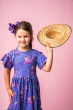 Sukienka z falbanami Fioletowy Leniwiec - obrazek 3