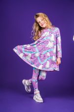 Sukienka marszczona Różowy Niedźwiedź Polarny - obrazek 6