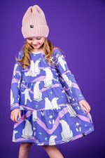 Sukienka marszczona Fioletowy Niedźwiedź Polarny - obrazek 9