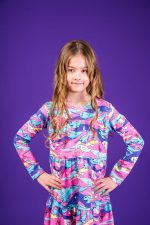 Sukienka marszczona Różowy Narwal - obrazek 7