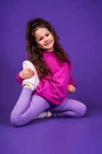 Legginsy Ściągaczowe Lila 98/104 - obrazek 5