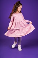 Sukienka marszczona Brudny Róż Basic - obrazek 3