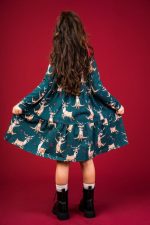 Sukienka marszczona Zielony Renifer - obrazek 2