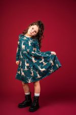 Sukienka marszczona Zielony Renifer - obrazek 3