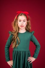 Sukienka z długim rękawem Zielona Basic - obrazek 2