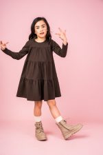 Sukienka marszczona Czekoladowa Basic - obrazek 4