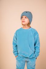 Bluza bez kaptura Welurowa Niebieska - obrazek 4