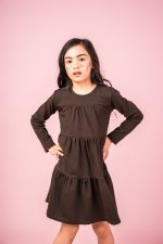 Sukienka marszczona Czekoladowa Basic - obrazek 7