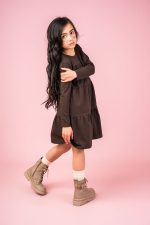 Sukienka marszczona Czekoladowa Basic - obrazek 10