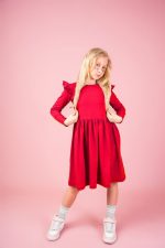 Sukienka z długim rękawem Czerwona Basic - obrazek 2