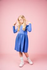 Sukienka z długim rękawem Niebieska Basic - obrazek 5