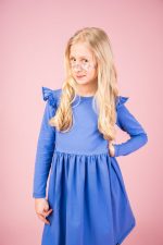 Sukienka z długim rękawem Niebieska Basic - obrazek 7