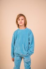 Bluza bez kaptura Welurowa Niebieska - obrazek 5