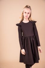 Sukienka z długim rękawem Czekoladowa Basic - obrazek 3