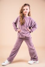 Bluza bez kaptura Welurowa Brudny róż - obrazek 2