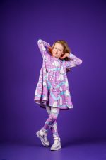 Sukienka marszczona Różowy Niedźwiedź Polarny - obrazek 3